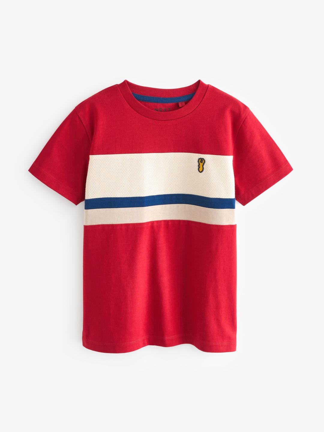 

NEXT Boys Colourblocked Drop-Shoulder Pure Cotton T-shirt, Red