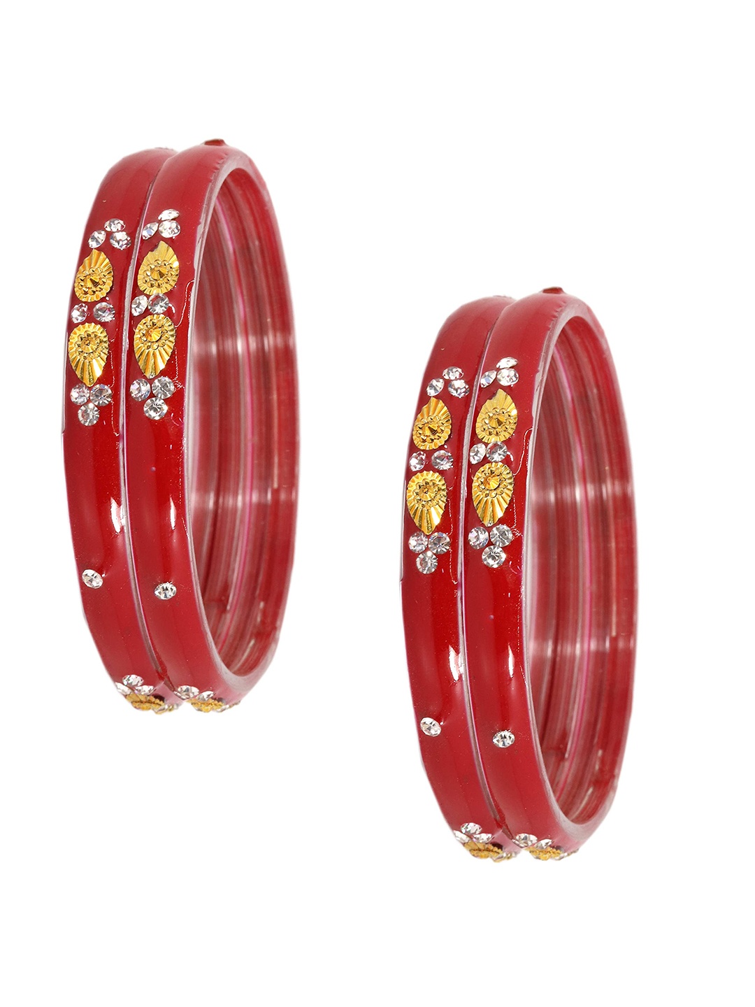 

ZULKA Set Of 12 Bangles Non Precious Metal and Silk Thread Latkan Bangle, Orange