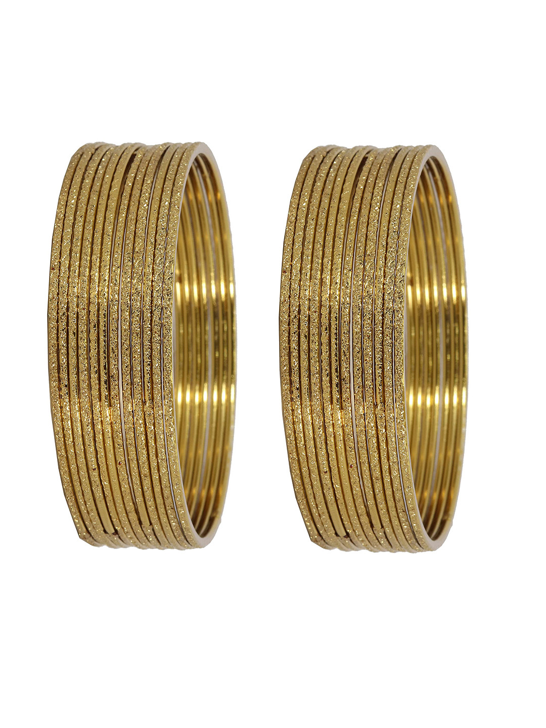 

ZULKA Set OF 24 Glass With Texture Pattern Design Glossy Finished Bangles Kadaa, Gold