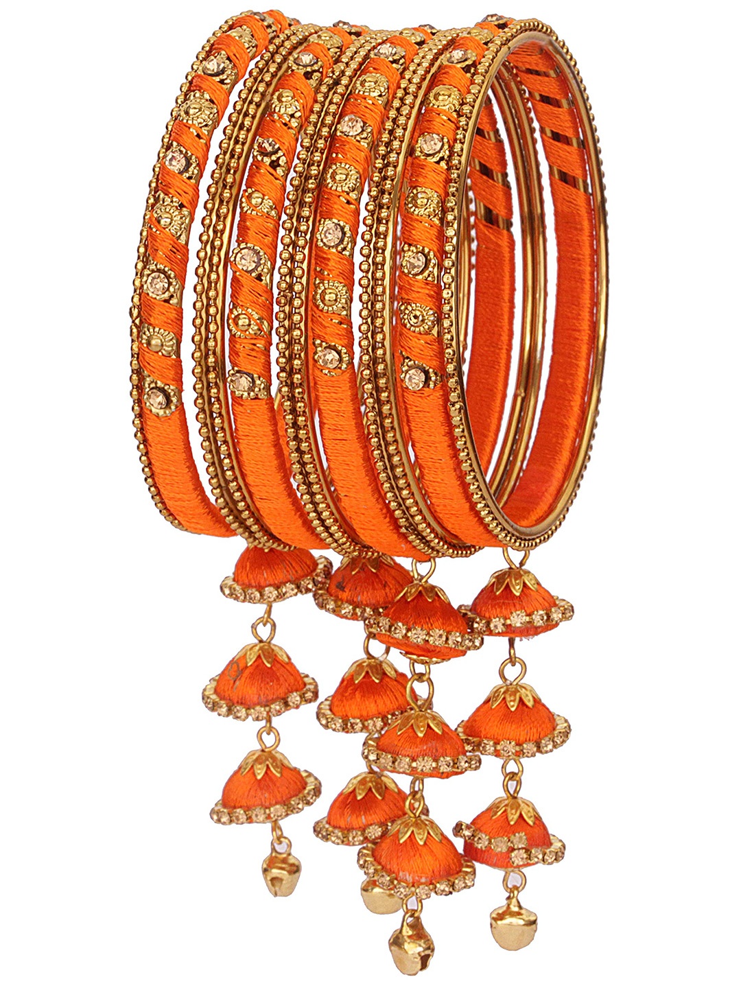 

ZULKA Set Of 20 CZ Studded Bangles, Orange