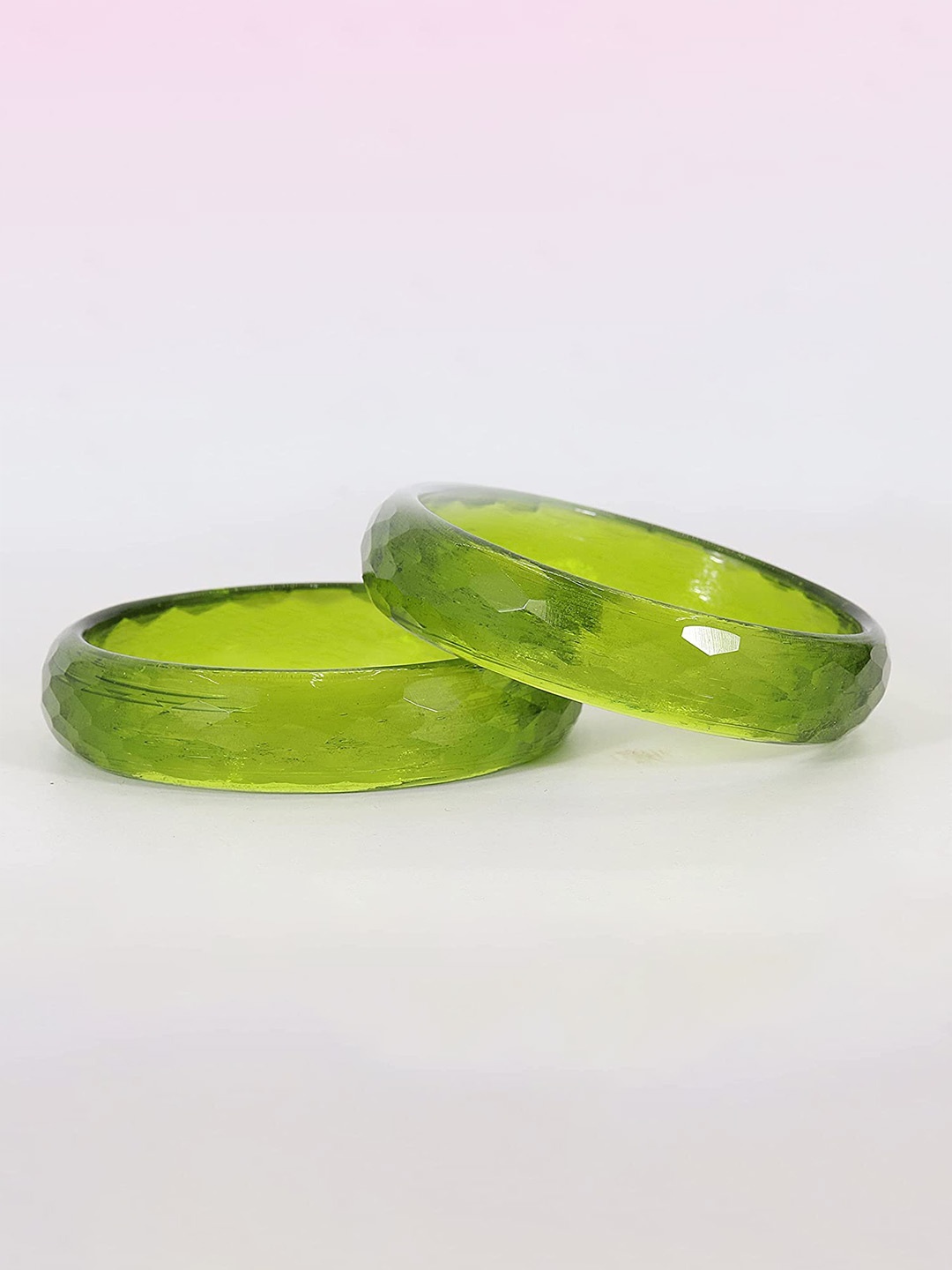 

ZULKA Set Of 24 Silk Thread Latkan Glass Bangles, Green