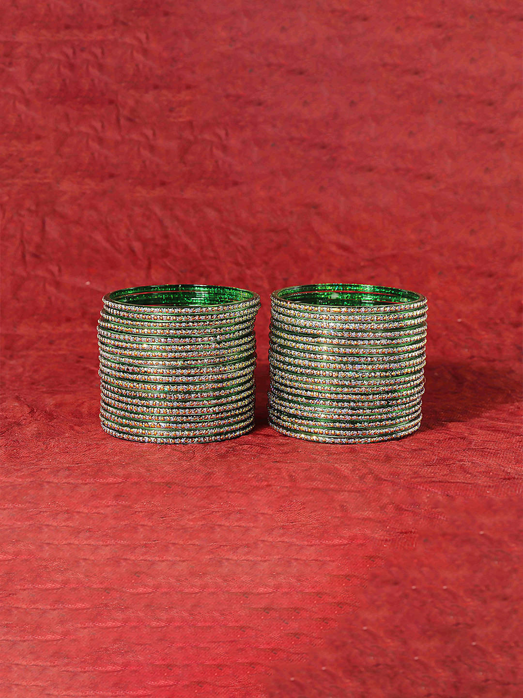 

ZULKA Set of 36 Glass Bangles with Golden Polka Dots & Glitter | Fancy Bangles, Peach