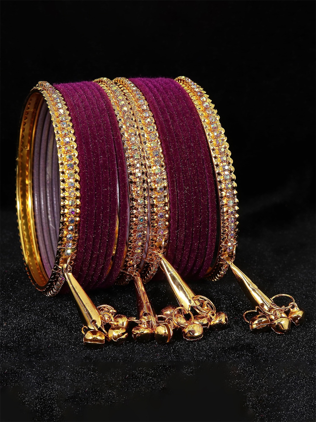 

ZULKA Set of 36 Glass Bangles with Golden Polka Dots & Glitter | Fancy Bangles, Cream