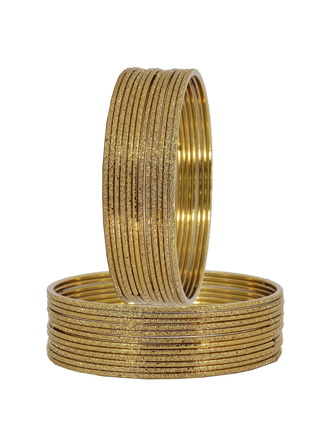 

ZULKA Set Of 24 Glass With Texture Pattern Design Bangles, Gold