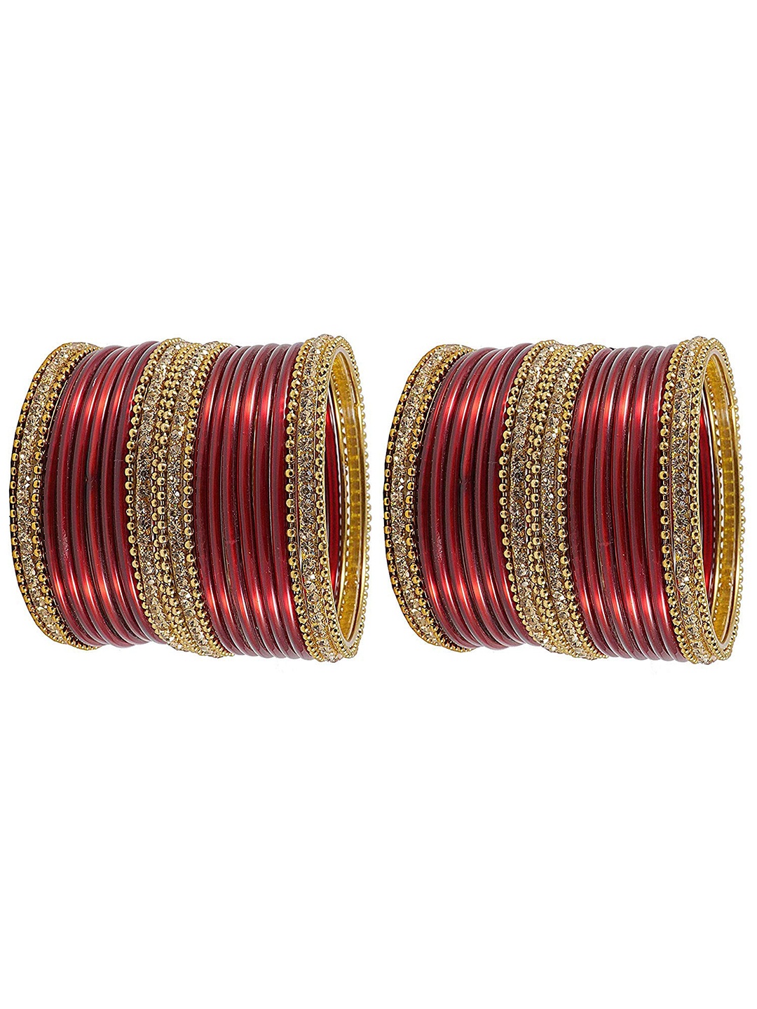 

ZULKA Set OF 48 Glass Zircon Gemstone Worked Bangle, Maroon