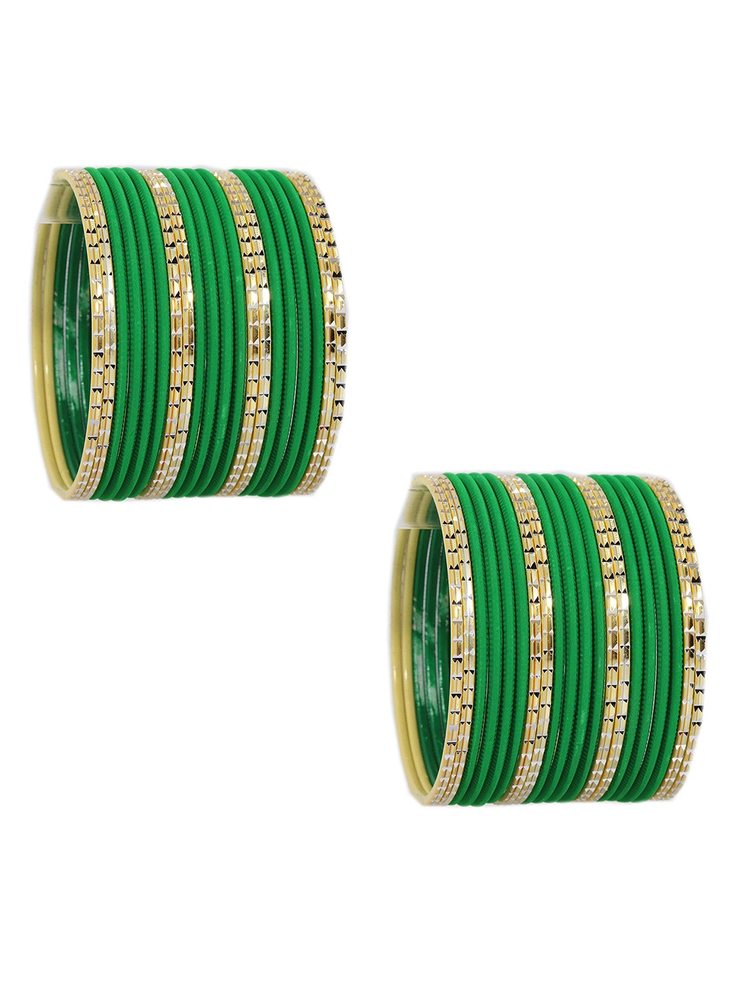 

ZULKA Set of 40 Engraved Pattern Glossy Metal Bangle, Green