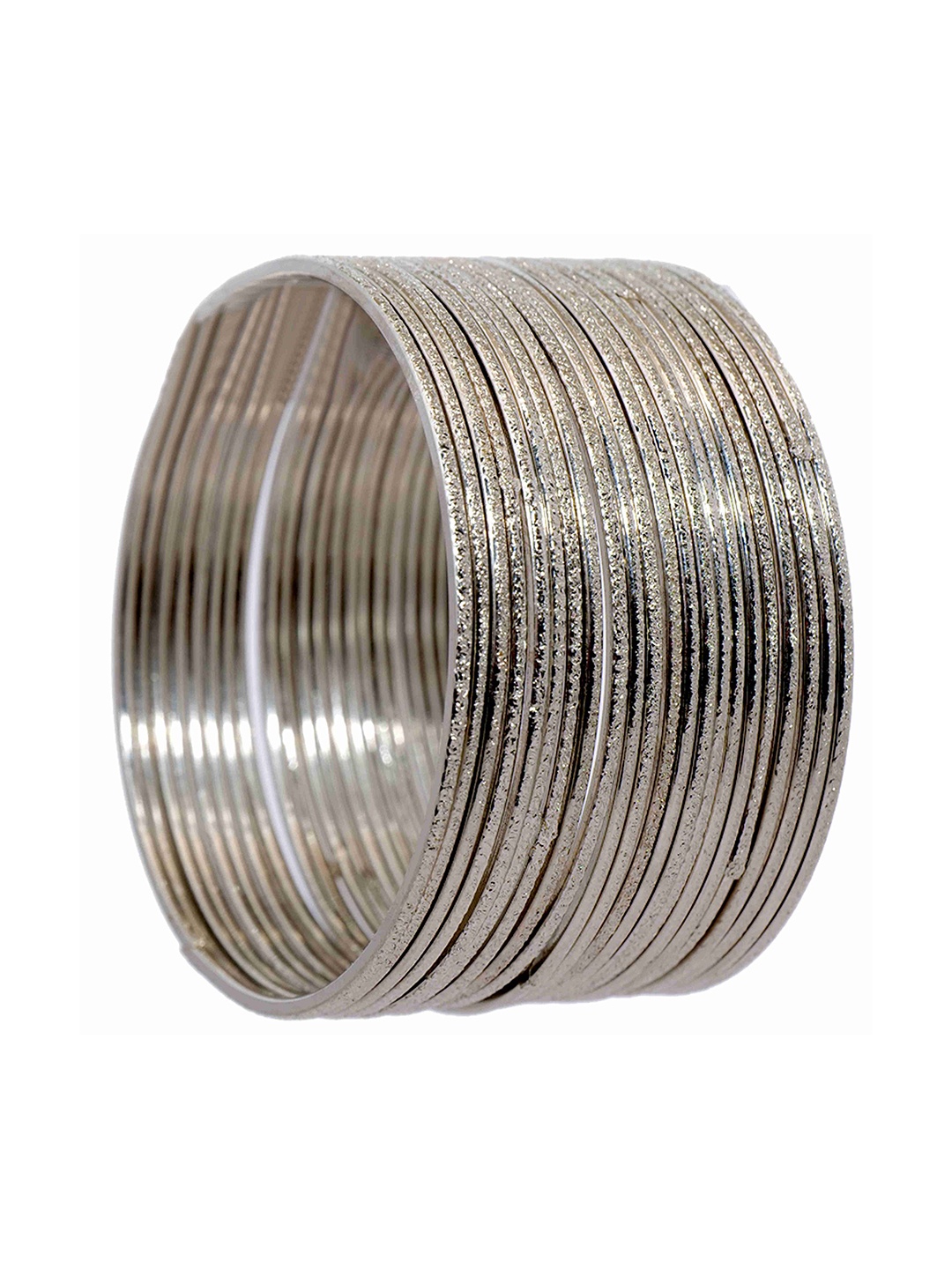 

ZULKA Set Of 24 Plain Glass Bangles, Silver