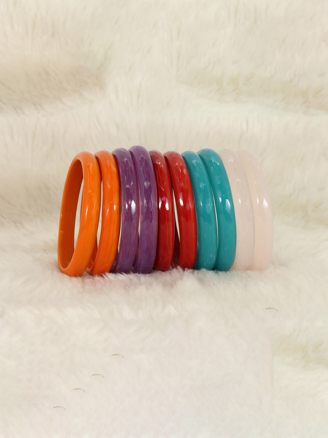 

ZULKA Pack of 4 Glass Glossy Finished Kada Bangle, Orange