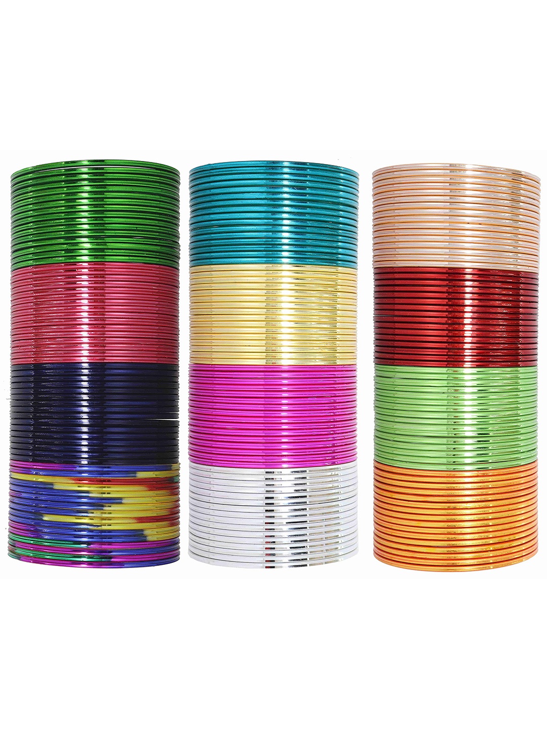 

ZULKA Set of 144 Glass with Velvet worked Glossy Finished Bangle, Multi