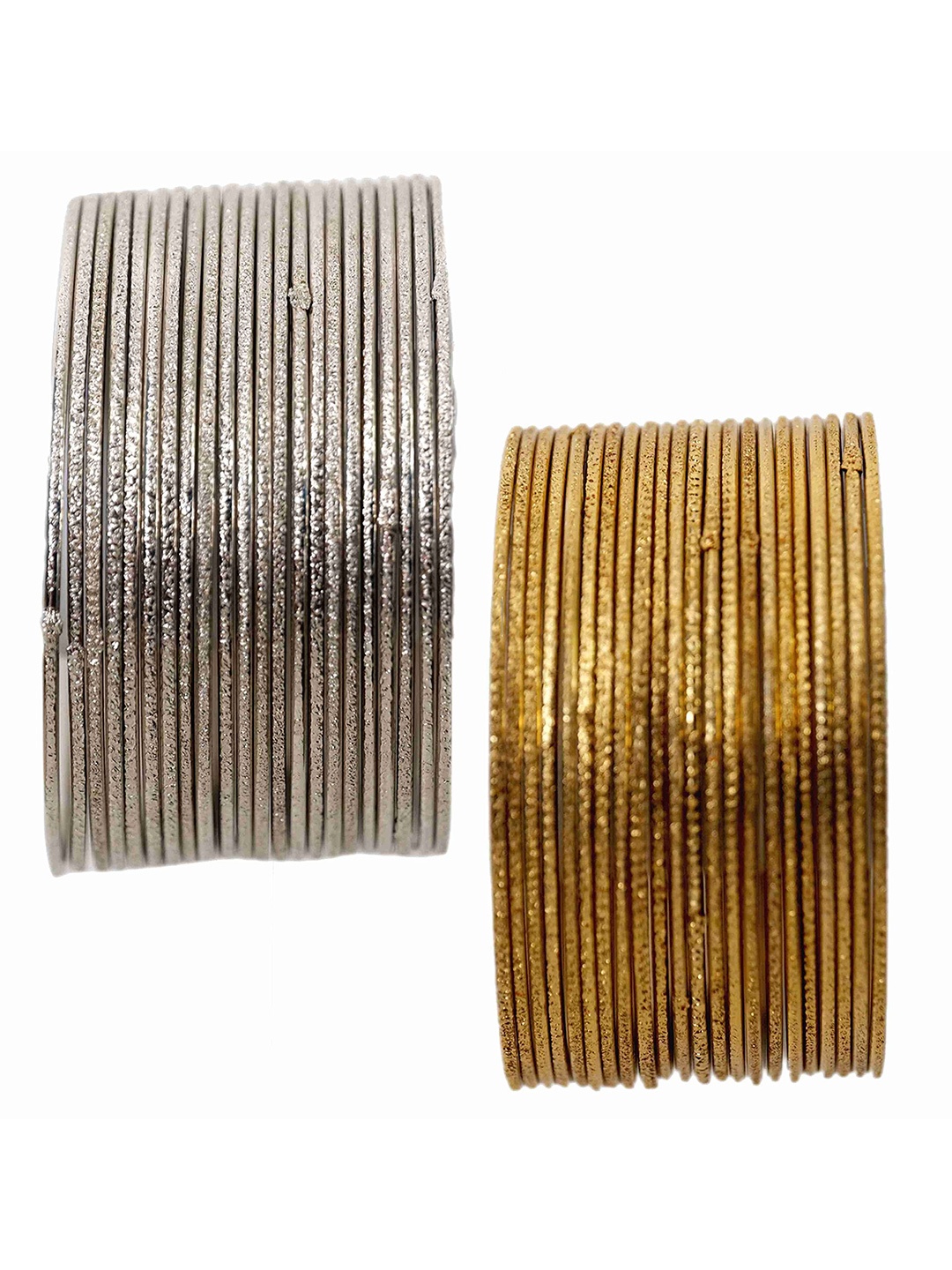

ZULKA Set Of 48 Gold Silver Textured Finished Metal Bangles