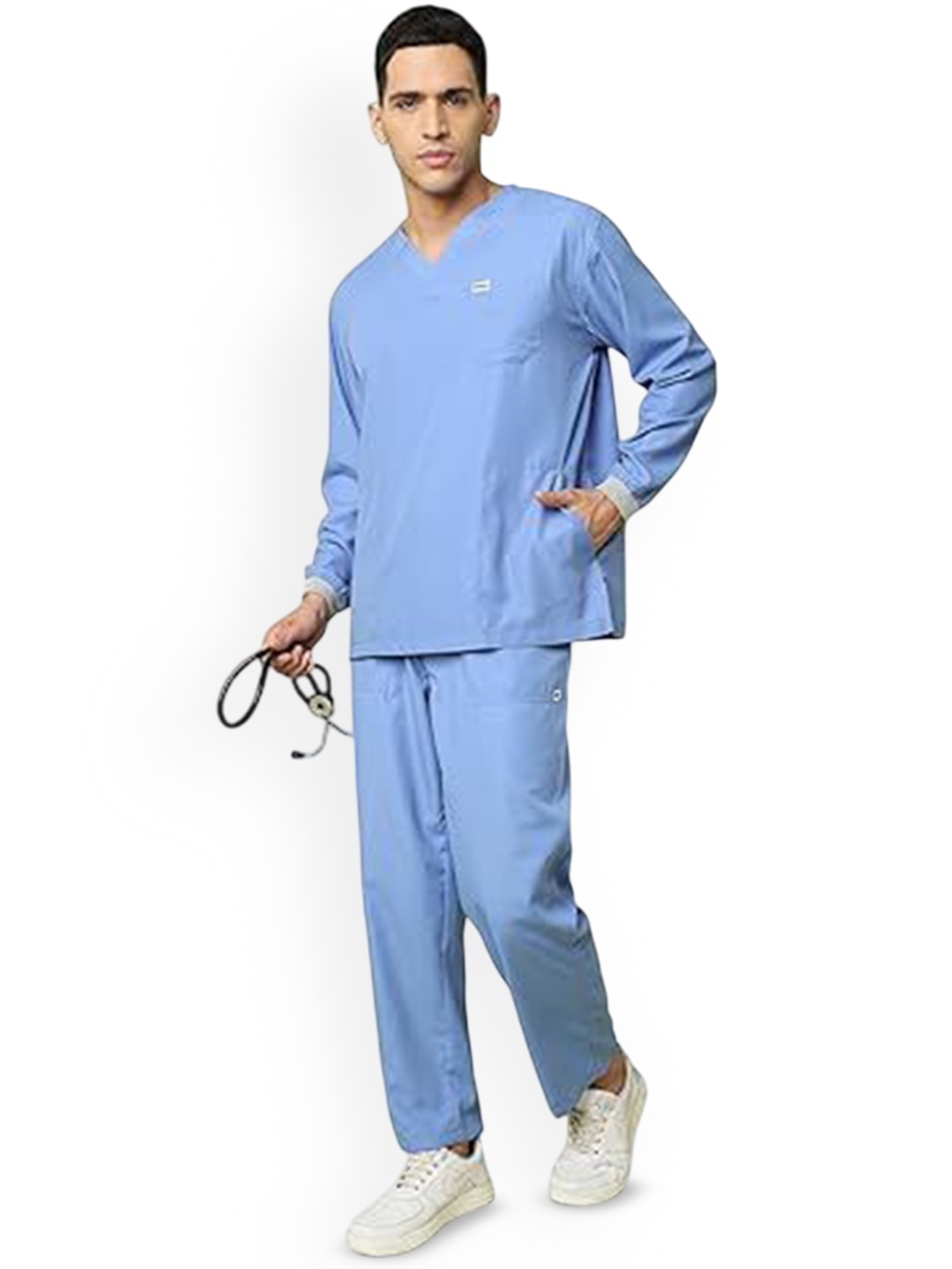 

KNYA Men Top With Trouser Scrub Suit, Blue