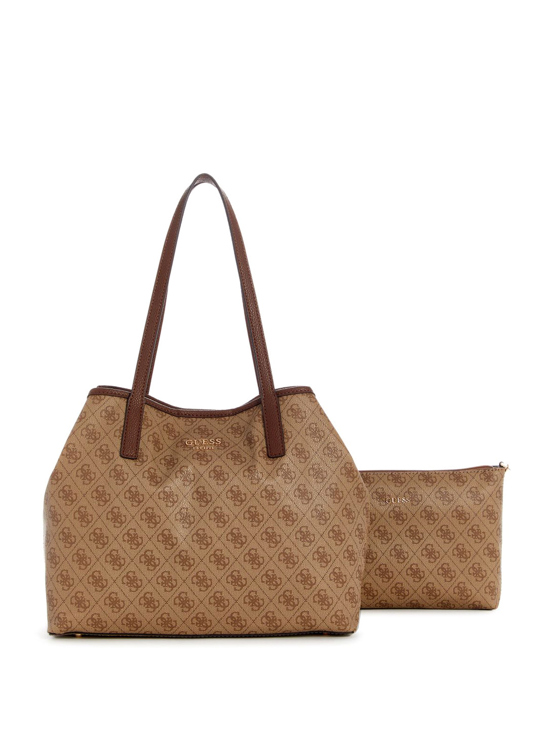 

GUESS Women Brand Logo Printed Structured Shoulder Bag, Beige