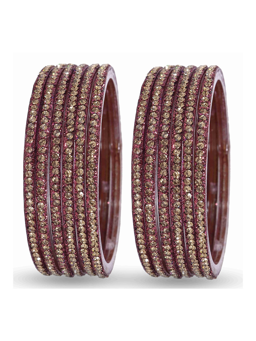 

ZULKA Set of 12 Artificial Stones and Beads Studded Bangles, Maroon