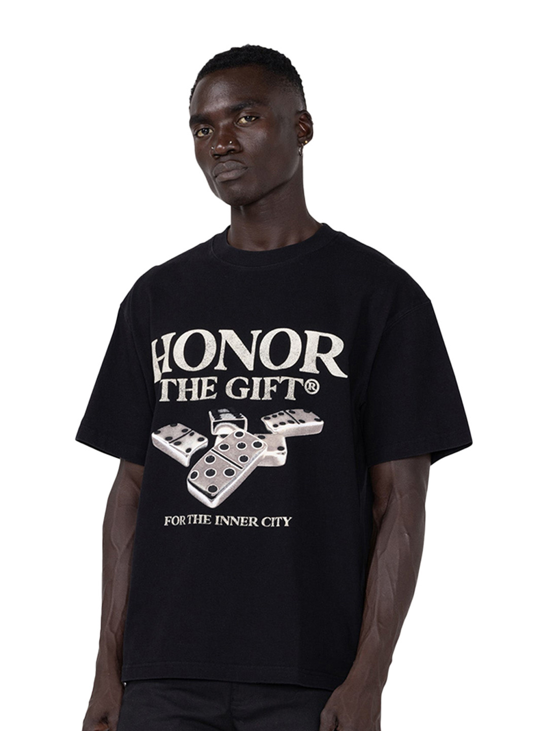 

Honor The Gift Men Typography Printed Round Neck Cotton Relaxed Fit T-shirt, Black