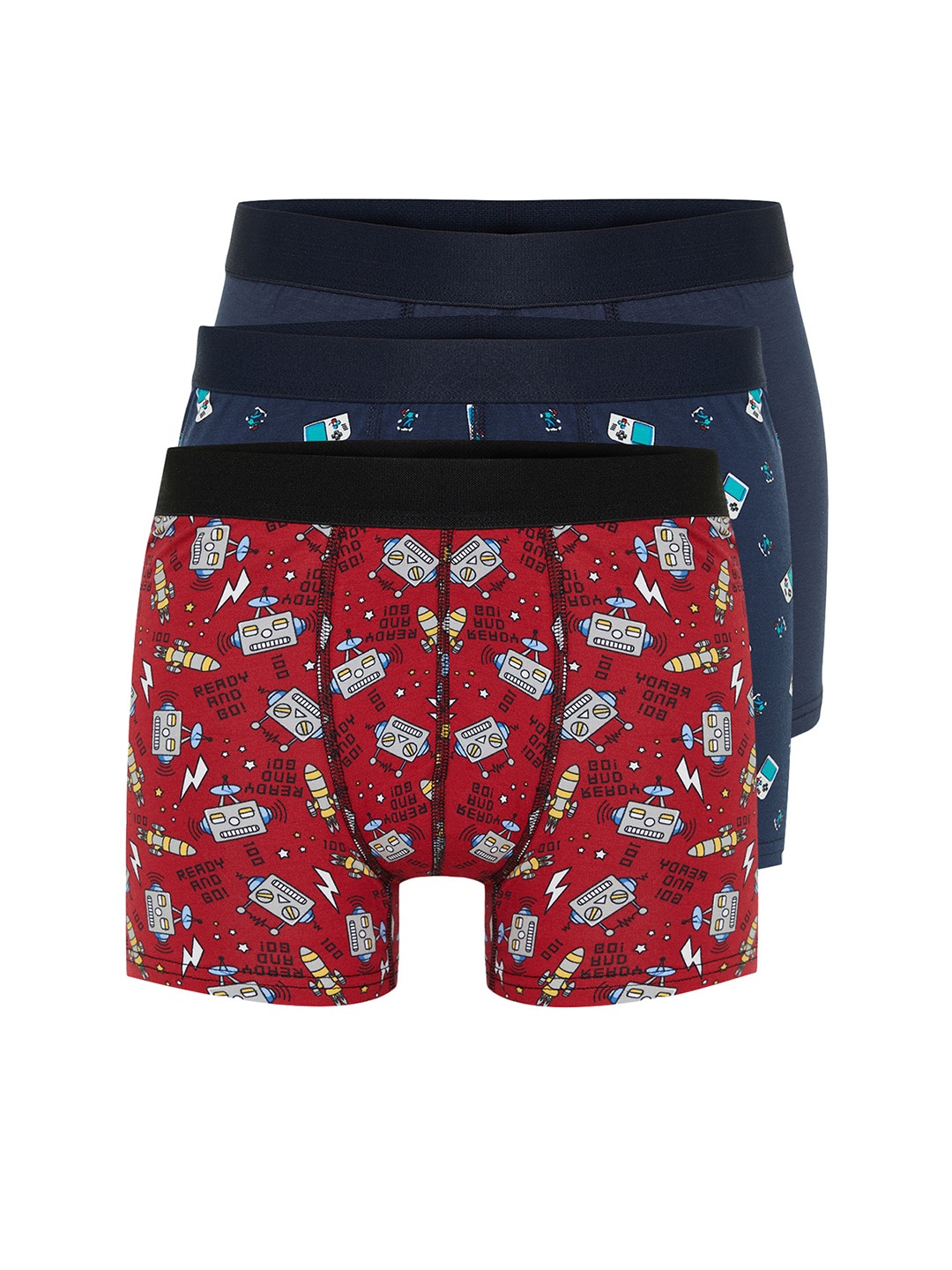 

Trendyol Pack Of 3 Printed Trunk 970160200-Navy blue