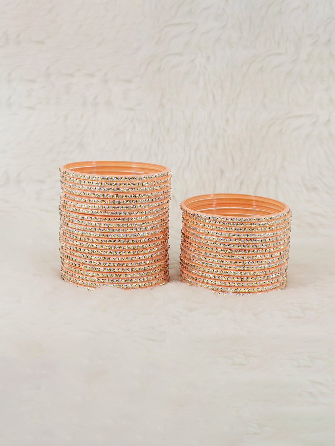 

ZULKA Set of 36 Polka Dots & Glitter Glass Bangles, Gold