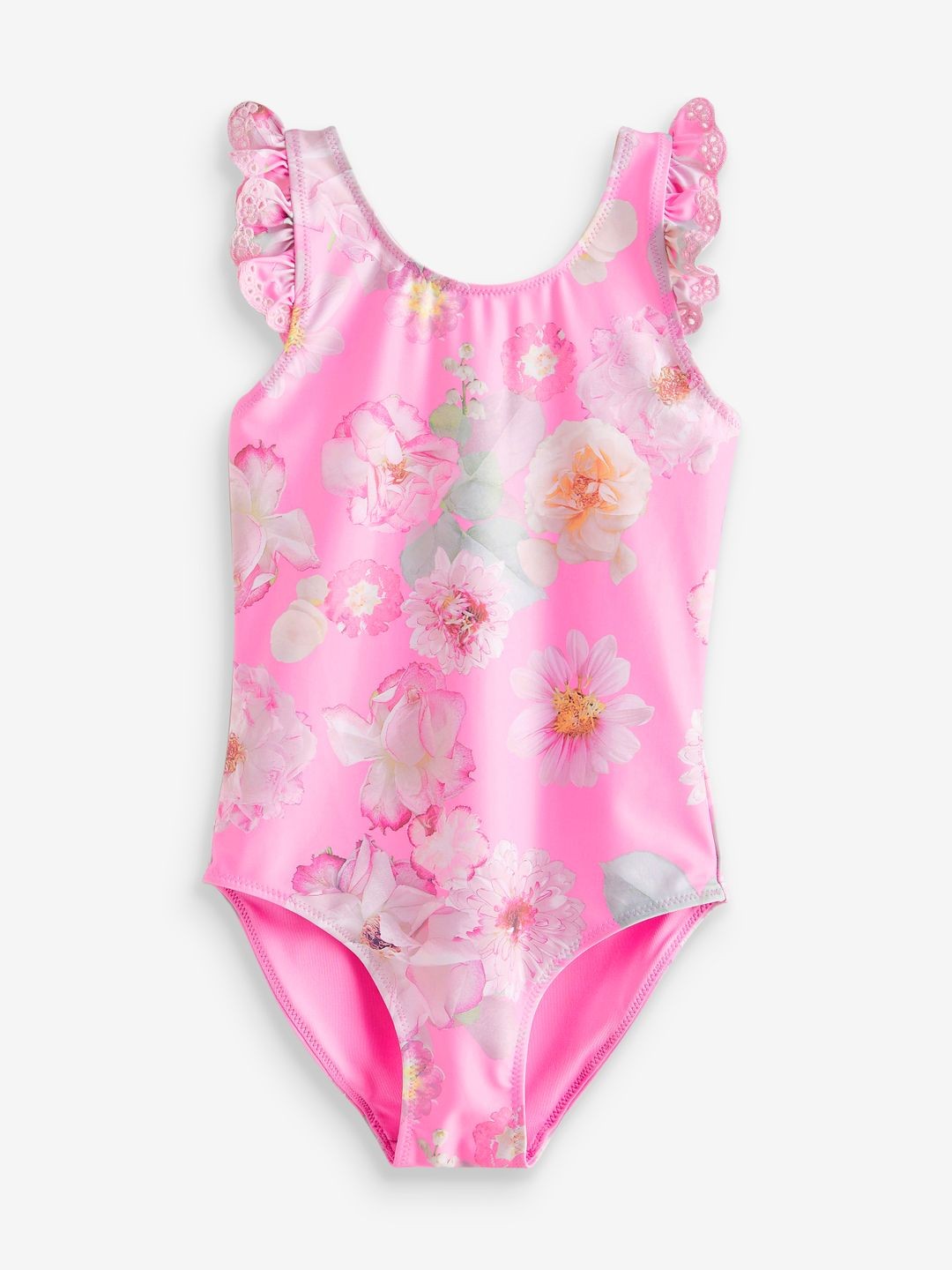 

NEXT Girls Floral Frill Swimsuit, Pink