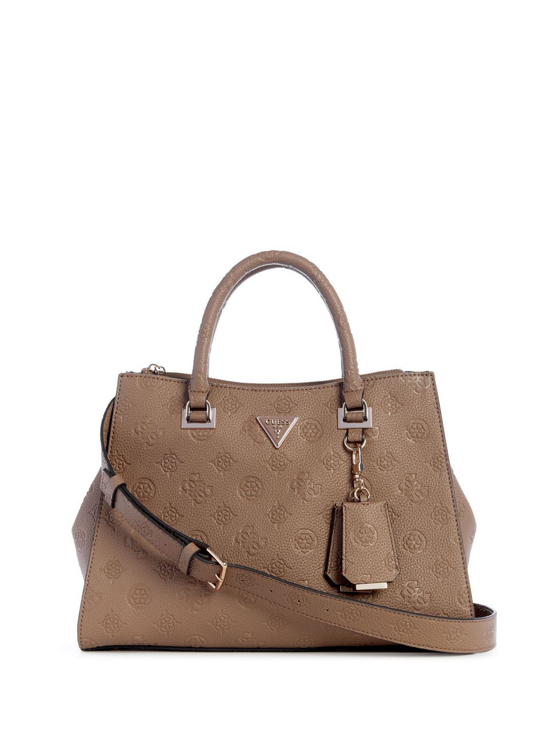 

GUESS Women Self Design Textured Swagger Handheld Bag Comes With Pouch, Brown