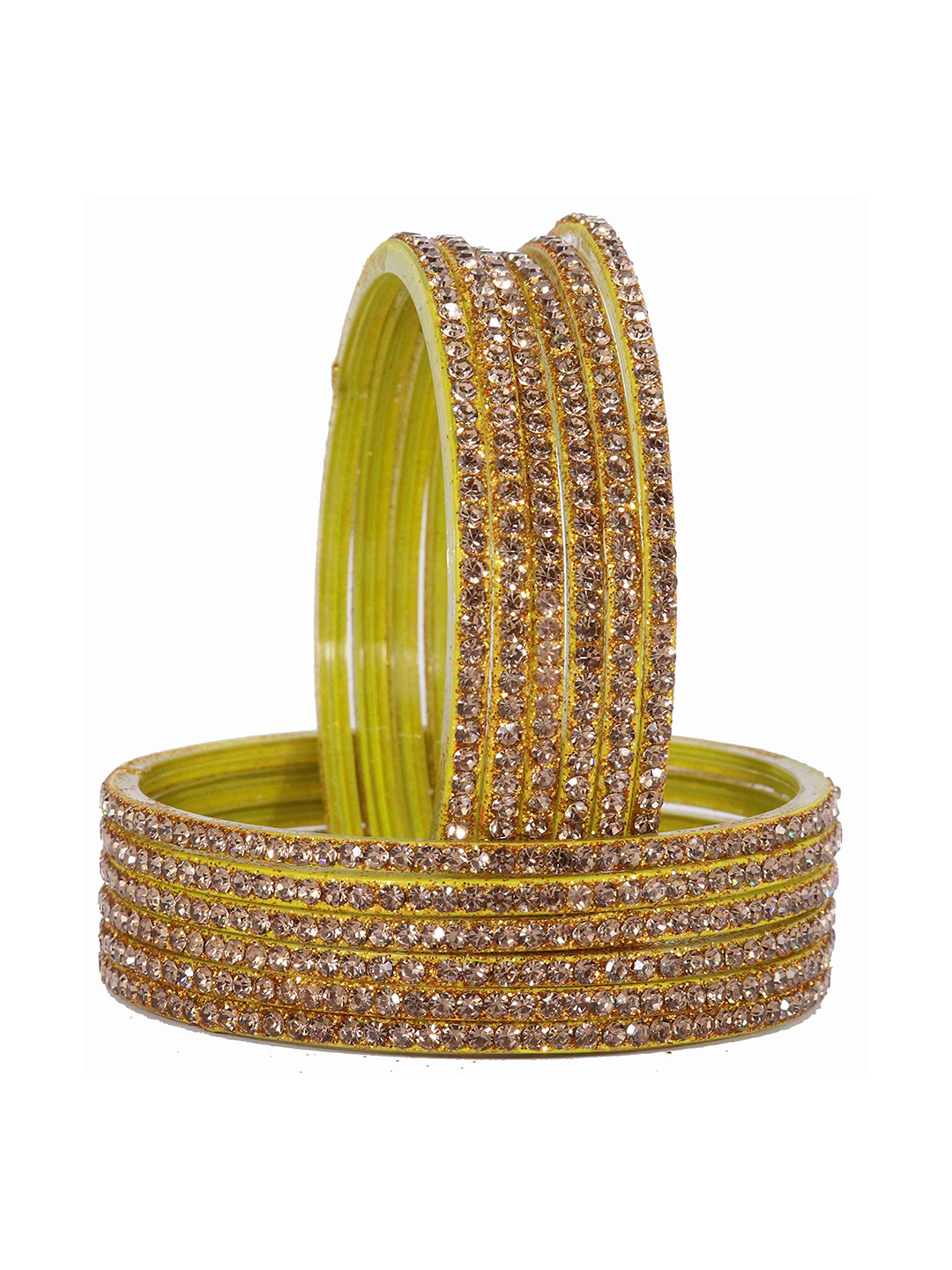 

ZULKA Set of 10 Glass with Diamond Cutting Pattern Bangle/Kada, Multi