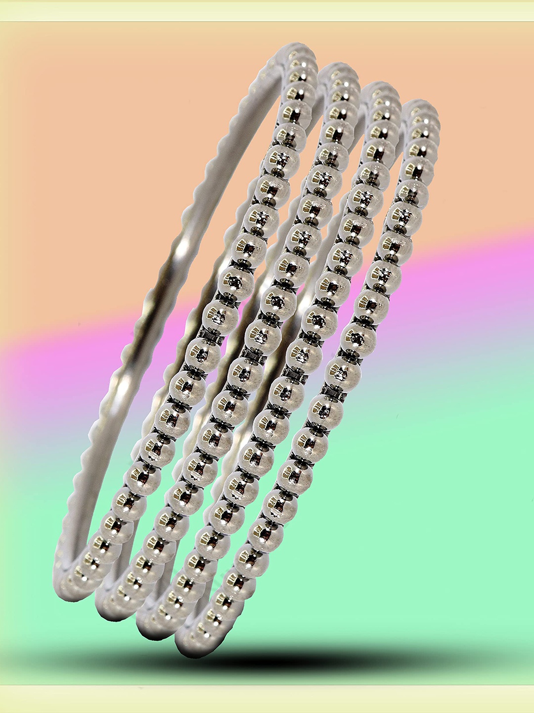 

ZULKA Set of 8 Non-Precious Metal Base Metal and Linked With Ball Chain Kada, Gold