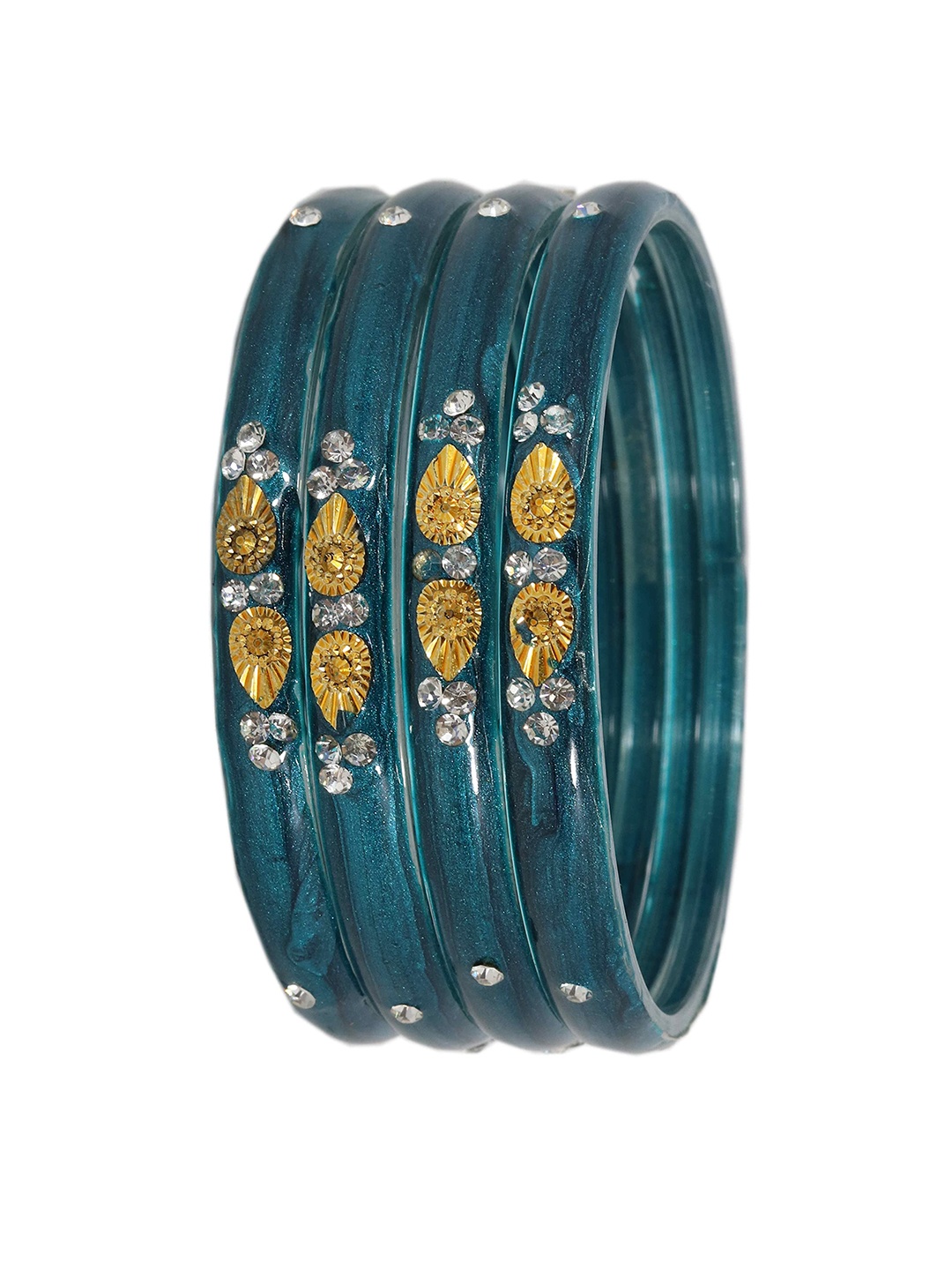 

ZULKA Set Of 4 Artificial Stones and Beads Bangles, Blue
