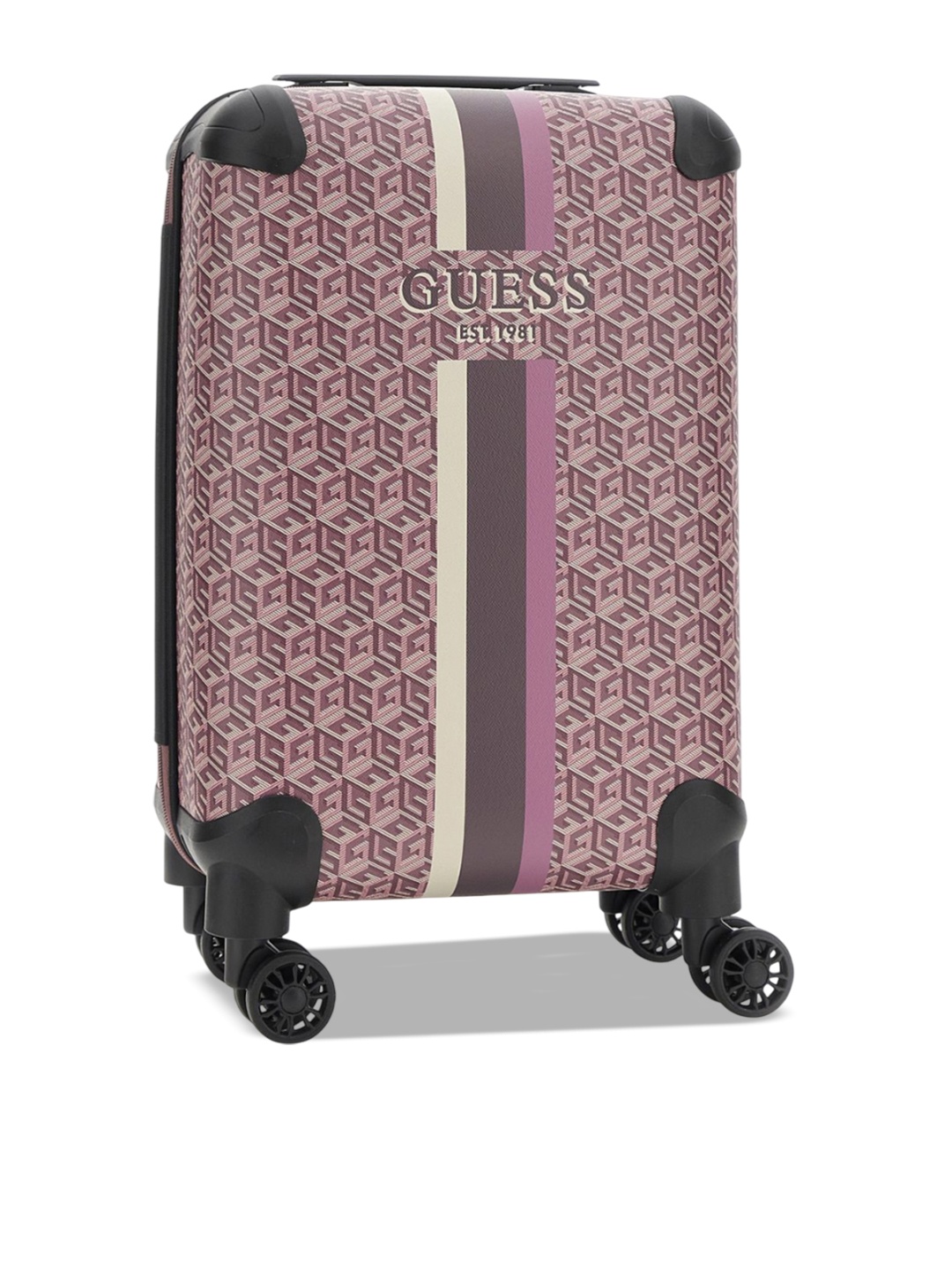 

GUESS Women Printed Hard-Sided Cabin Trolley Bag, Purple