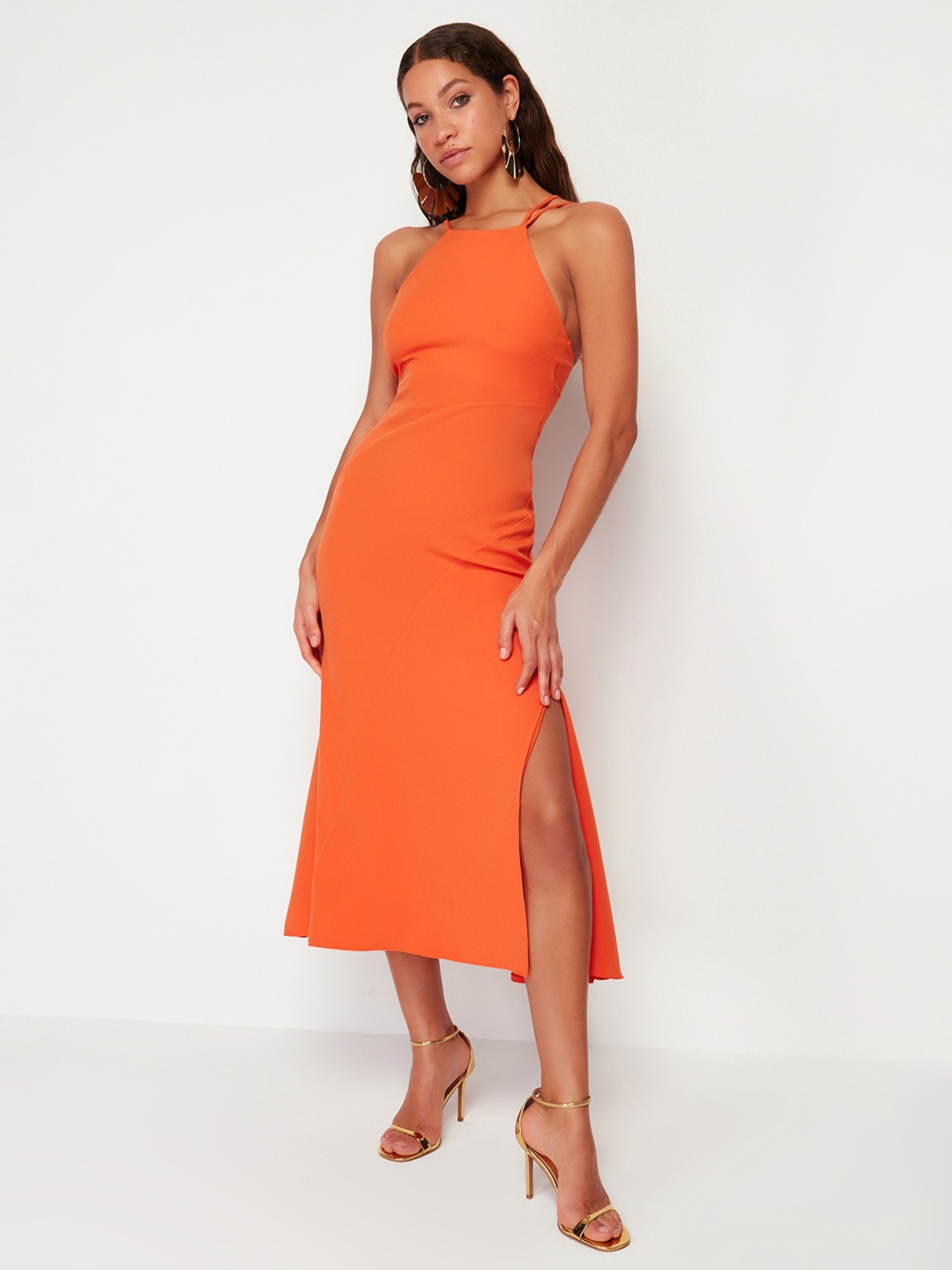 

Trendyol A-Line Midi Dress, Orange