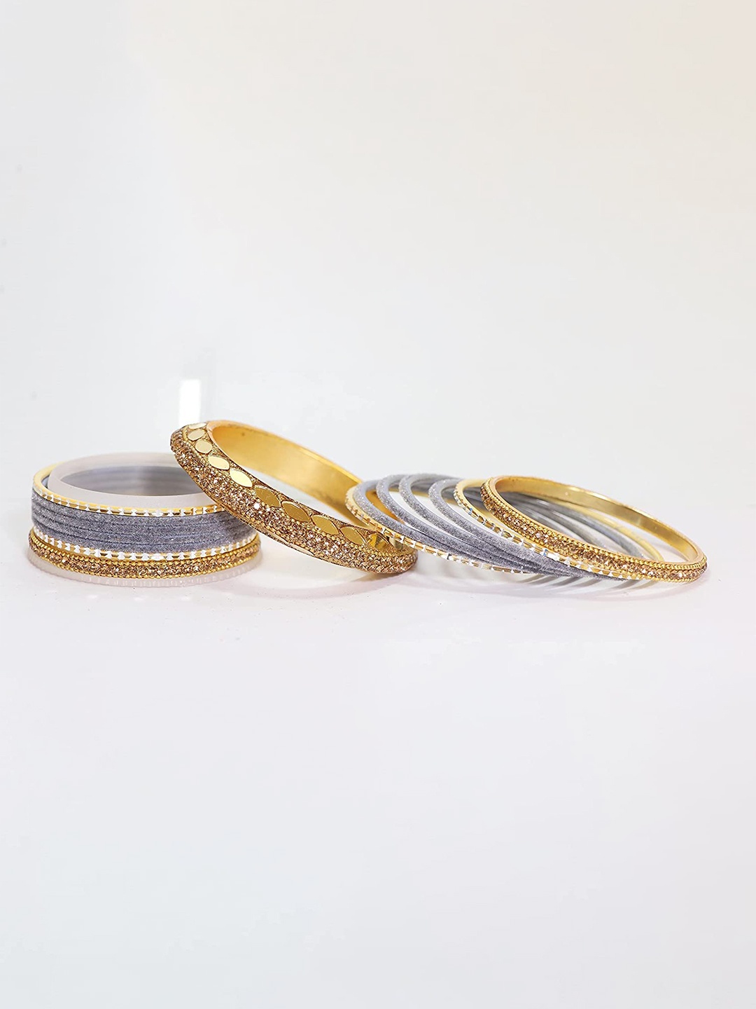 

ZULKA Set of 60 Gold Plated Metal Bangles Chuda with Zircon Stone & Beads, Maroon