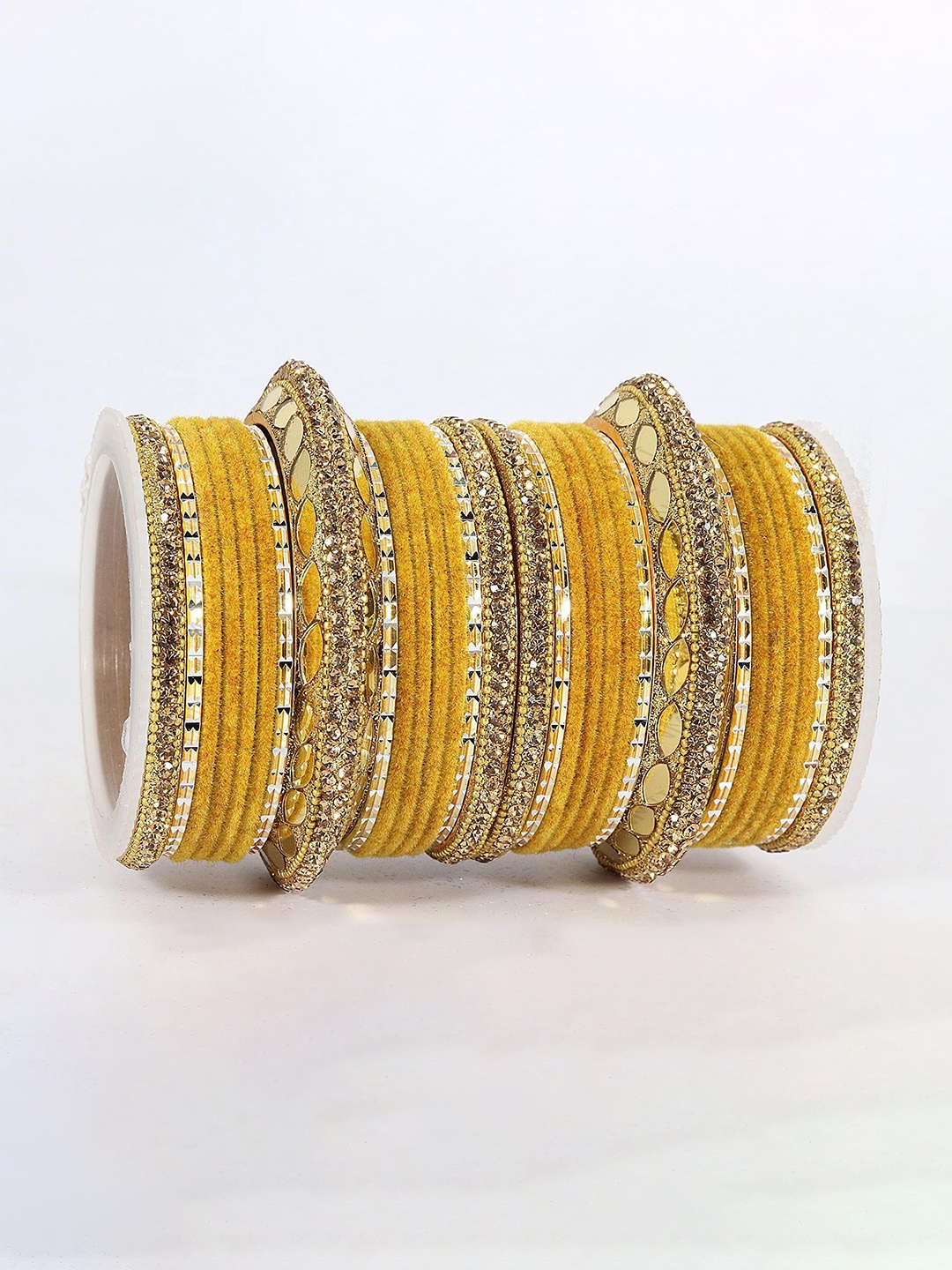 

ZULKA Set of 30 Premium Gold Plated Metal Chuda with Zircon Stone & Beads, Magenta