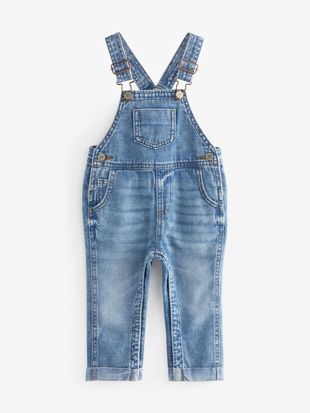 

NEXT Boys Faded Pure Cotton Dungarees, Blue