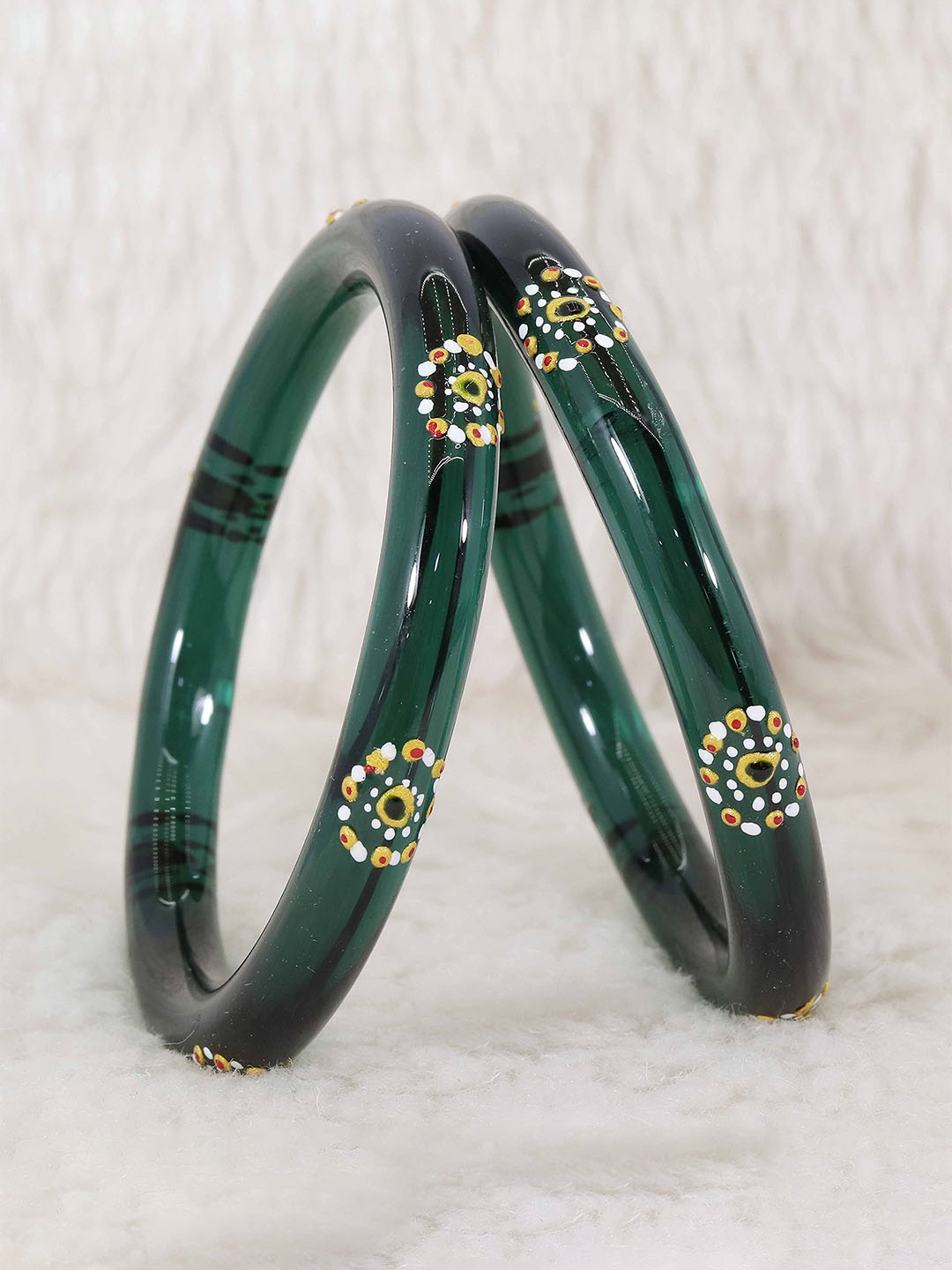 

ZULKA Set Of 2 Zari and Cutting Design Bangles, Teal