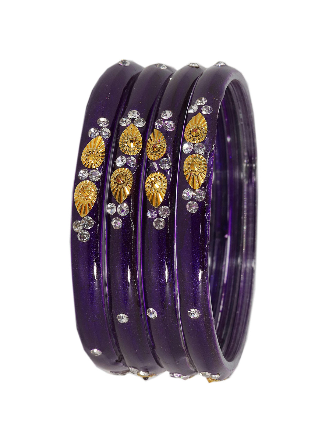 

ZULKA Set Of 24 Bangles Non Precious Metal and Silk Thread Latkan Bangle, White