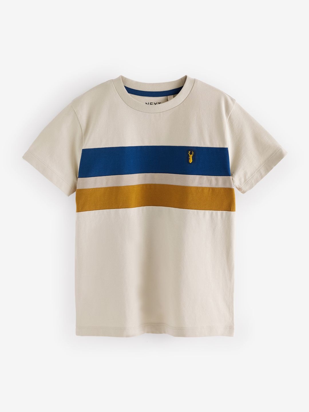 

NEXT Boys Colourblocked Drop-Shoulder Pure Cotton T-shirt, Cream