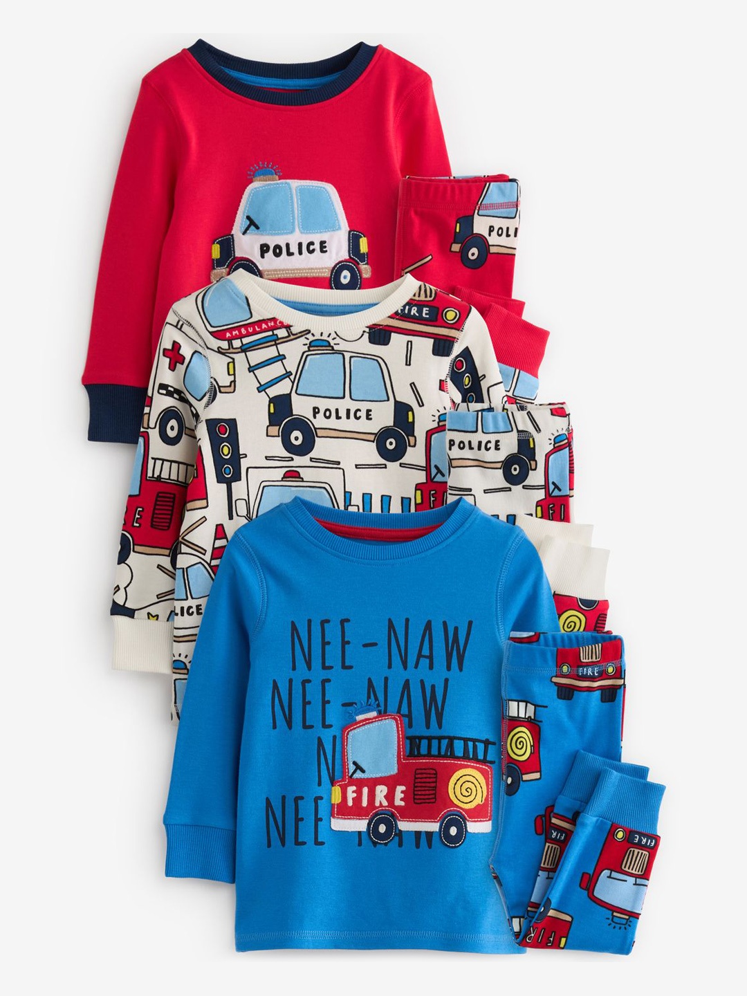 

NEXT Boys Pack of 3 Conversational Printed Night suits, Blue