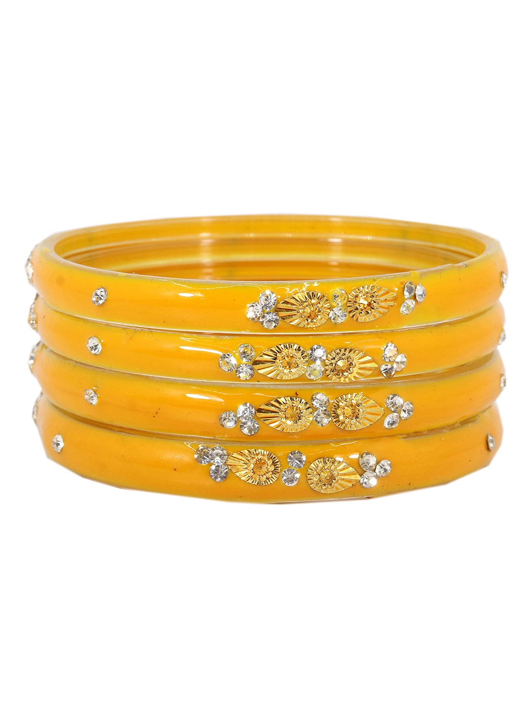 

ZULKA Set Of 24 Metal and Silk Thread Latkan Bangle, Orange