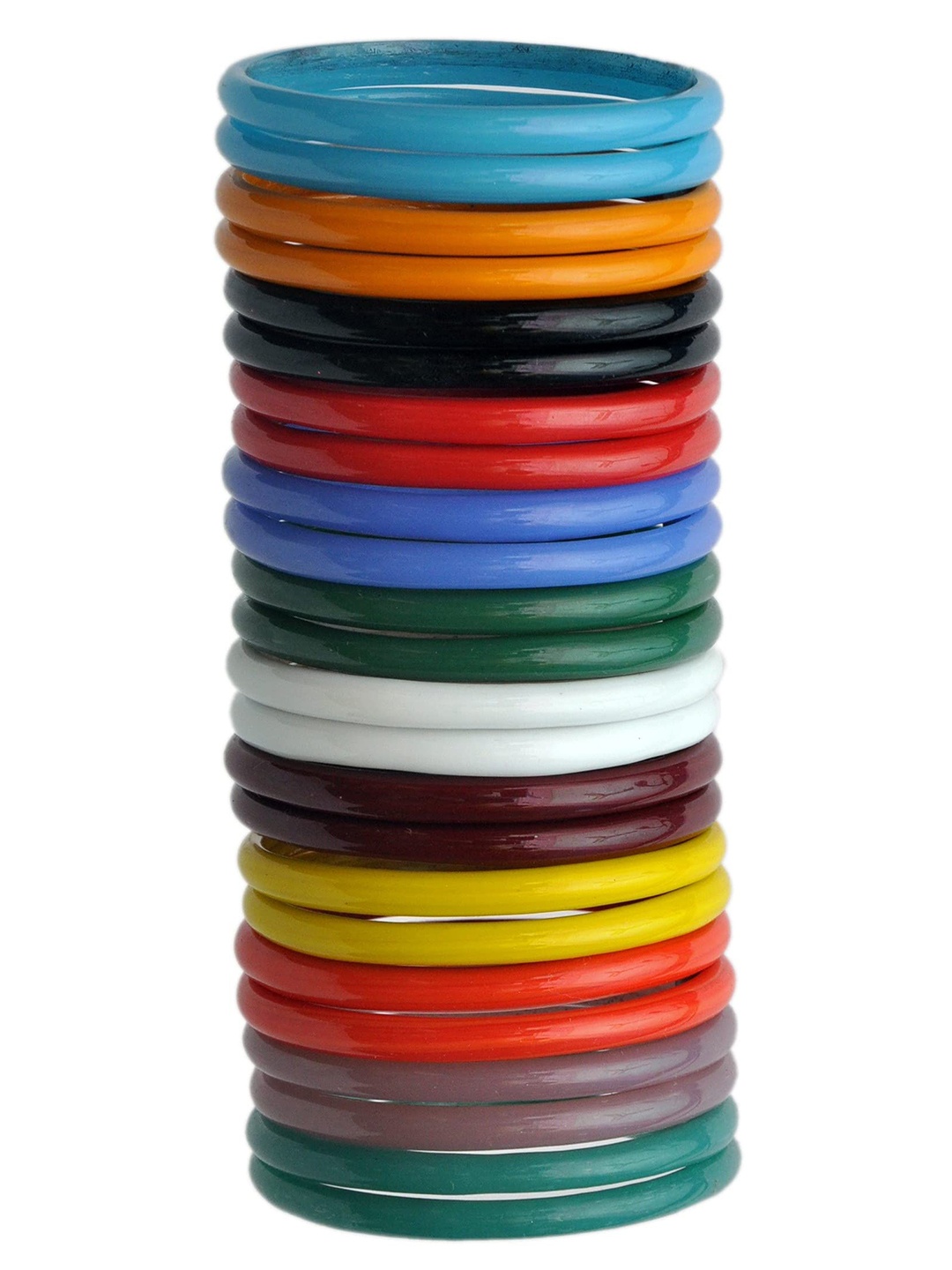 

ZULKA Set 12 Multicolored Glossy Finished Bangles, Multi