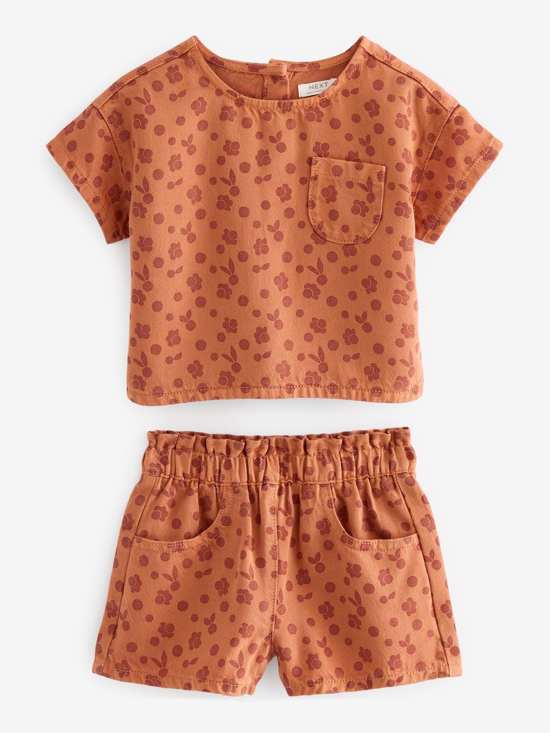 

NEXT Girls Printed T-shirt with Shorts, Orange