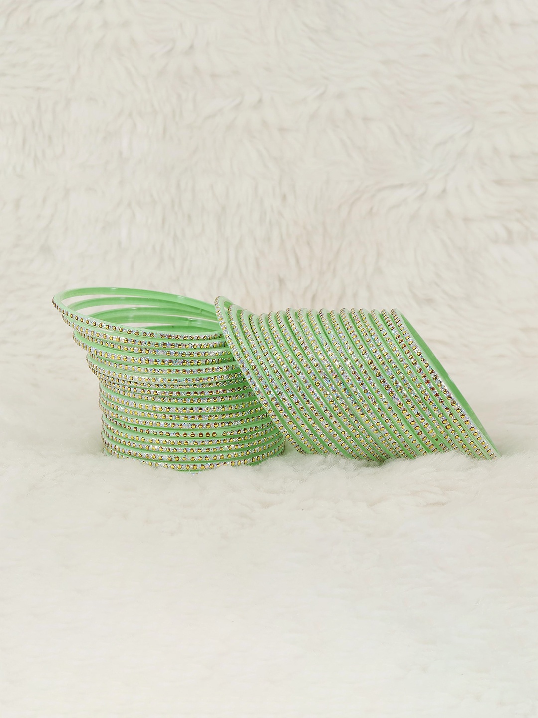 

ZULKA Set of 36 Glass Bangles with Golden Polka Dots & Glitter | Fancy Bangles, Blue