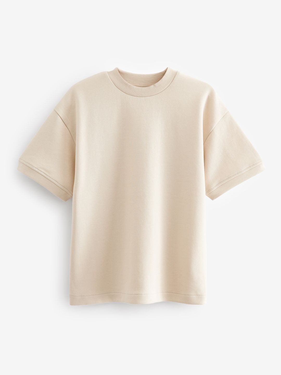 

NEXT Boys Drop-Shoulder Sleeves Monochrome T-shirt, Beige