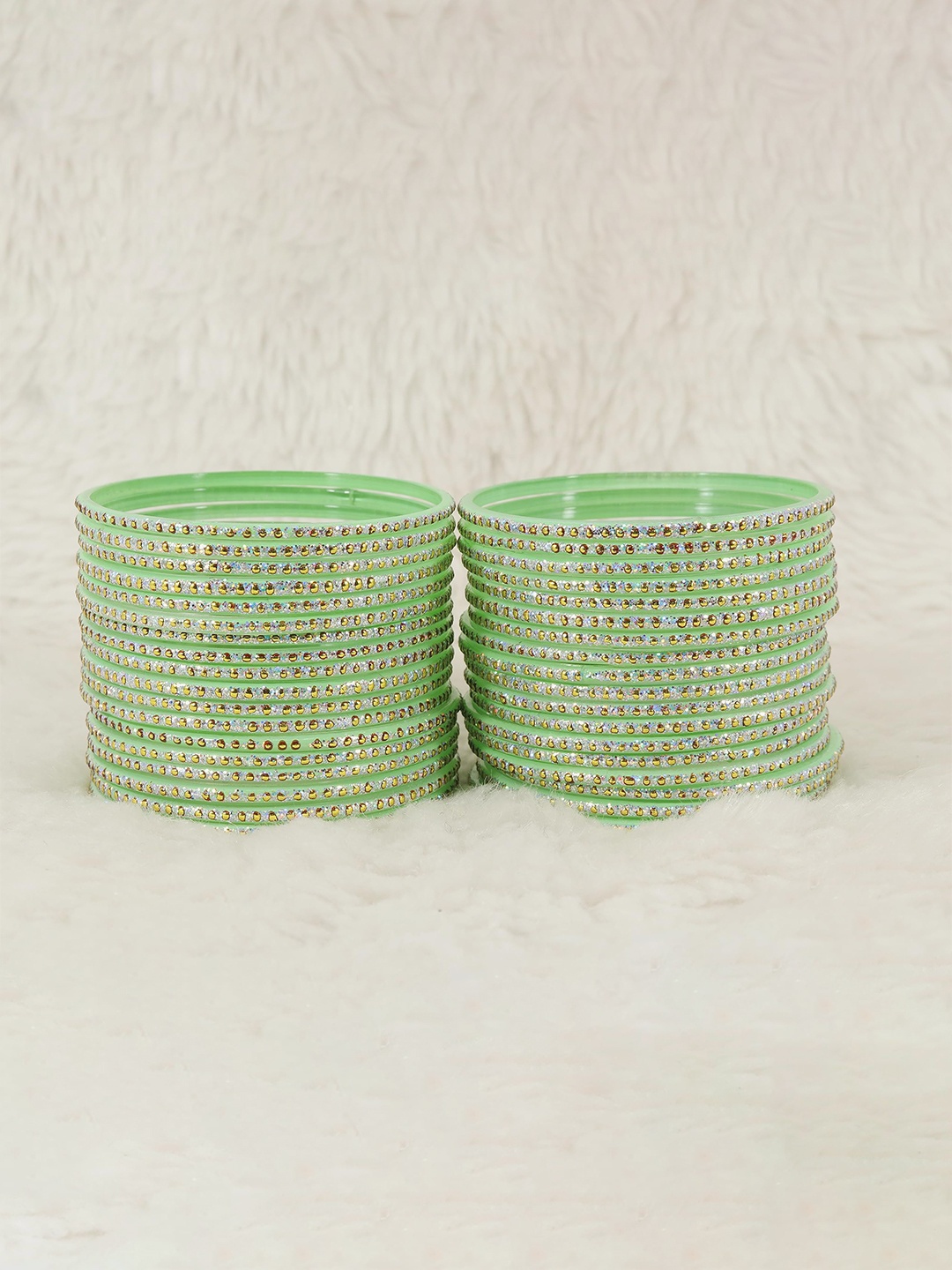 

ZULKA Set of 36 Glass Bangles with Golden Polka Dots & Glitter | Fancy Bangles, Red