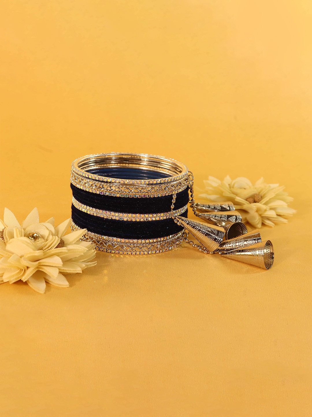 

ZULKA Set of 32 Fancy Silver Latkan Metal Bangles with Zircon Stone Bangle, Pink