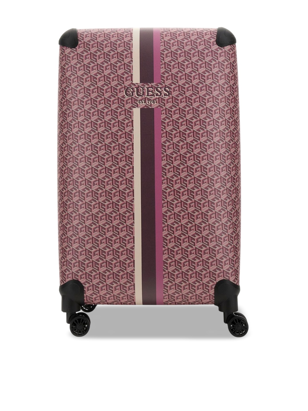 

GUESS Unisex Printed Hard Sided Trolly Suitcase, Purple