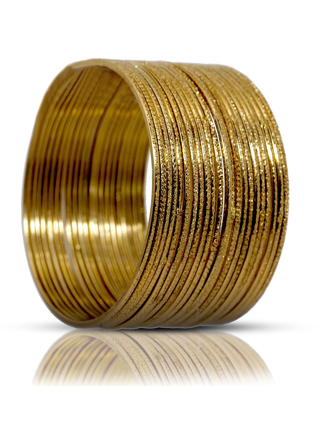 

ZULKA Set OF 24 Golden Non-Precious Metal Base and Textured Finished Bangles, Gold