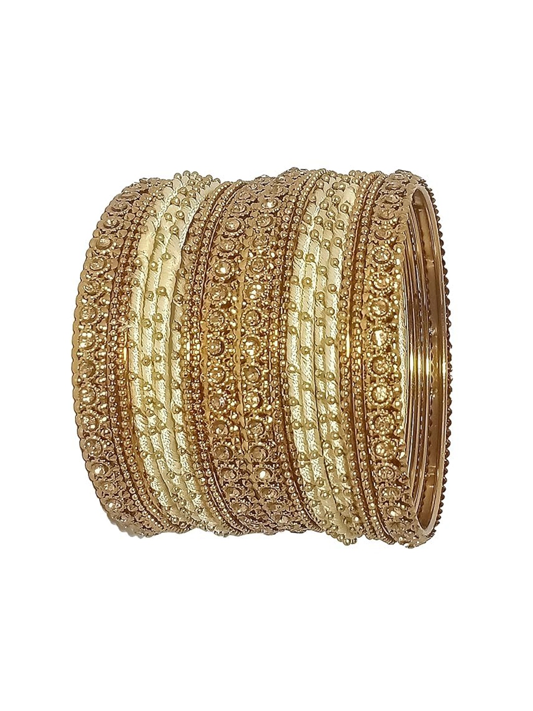 

ZULKA Set of 8 Glass with Diamond Engraved Pattern Bangles Kadaa, Green