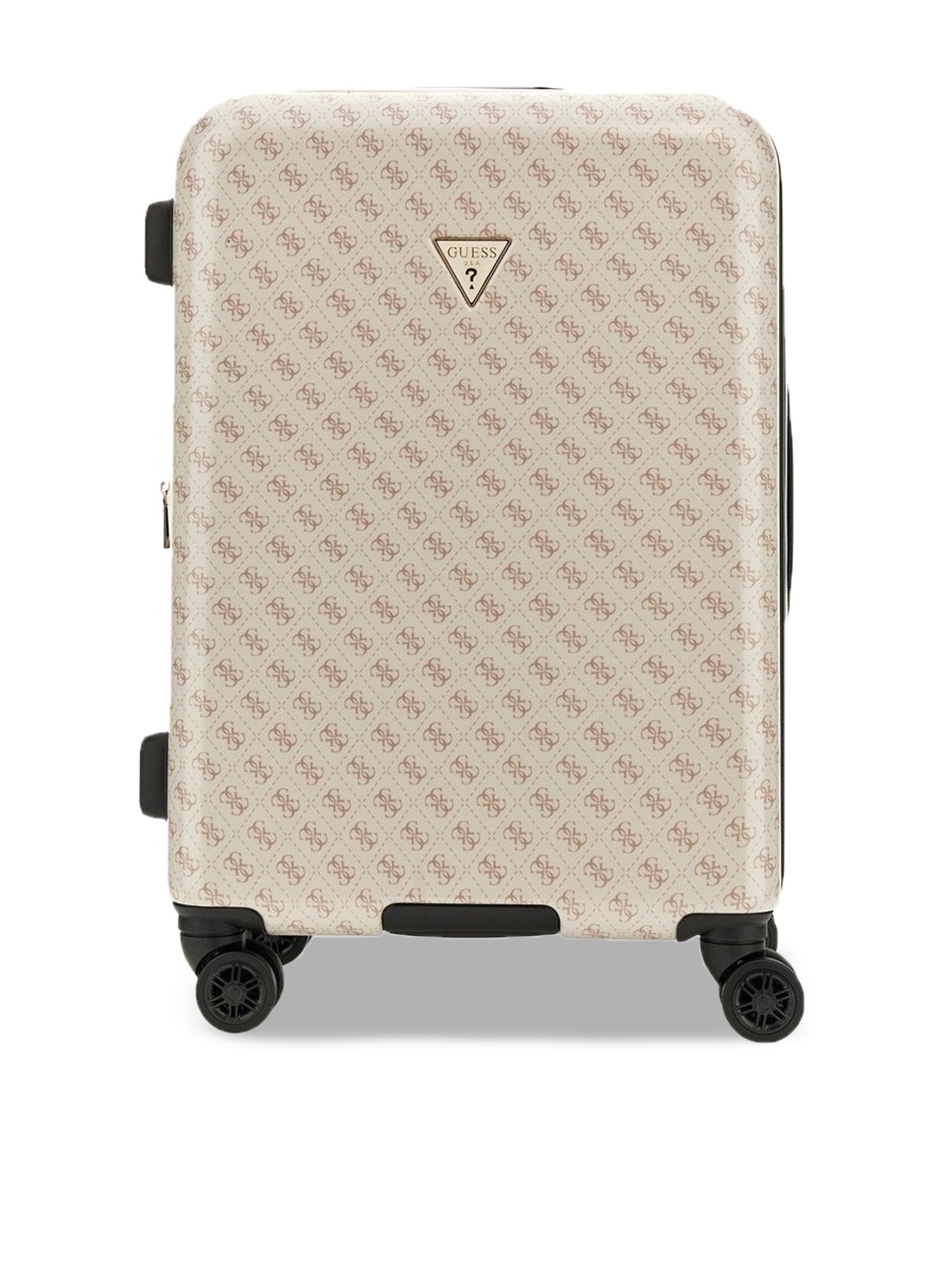 

GUESS Women Printed Hard-Sided Medium Trolley Suitcase, Beige