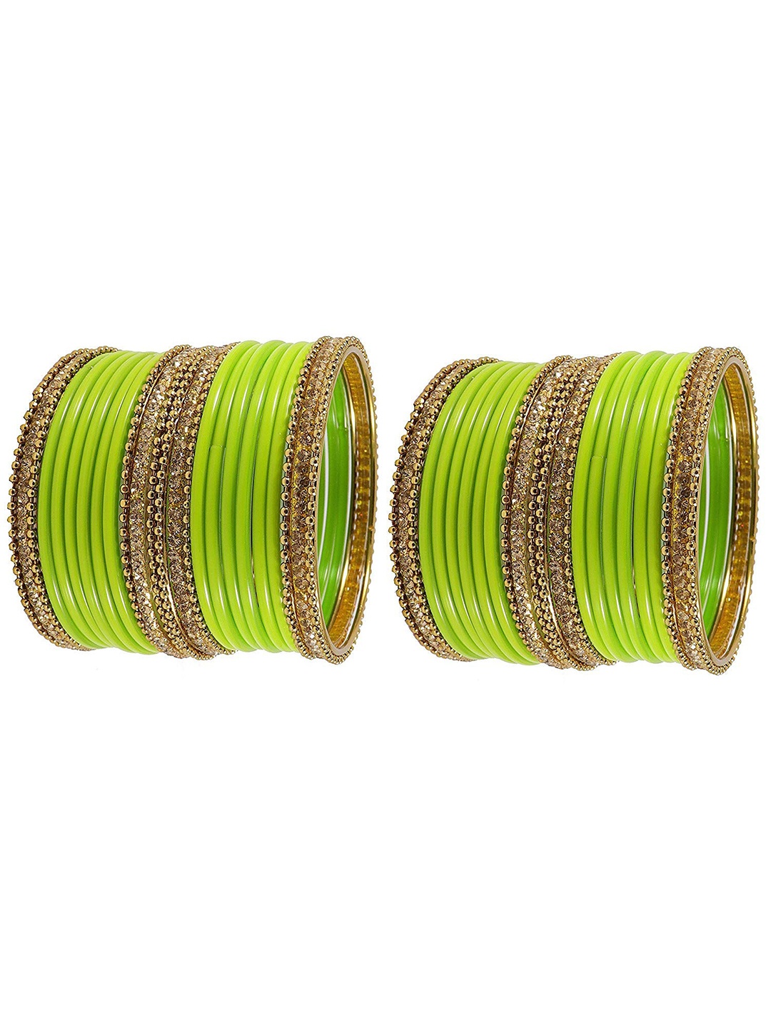 

ZULKA Set Of 48 Glass Zircon Gemstone Bangle, Green