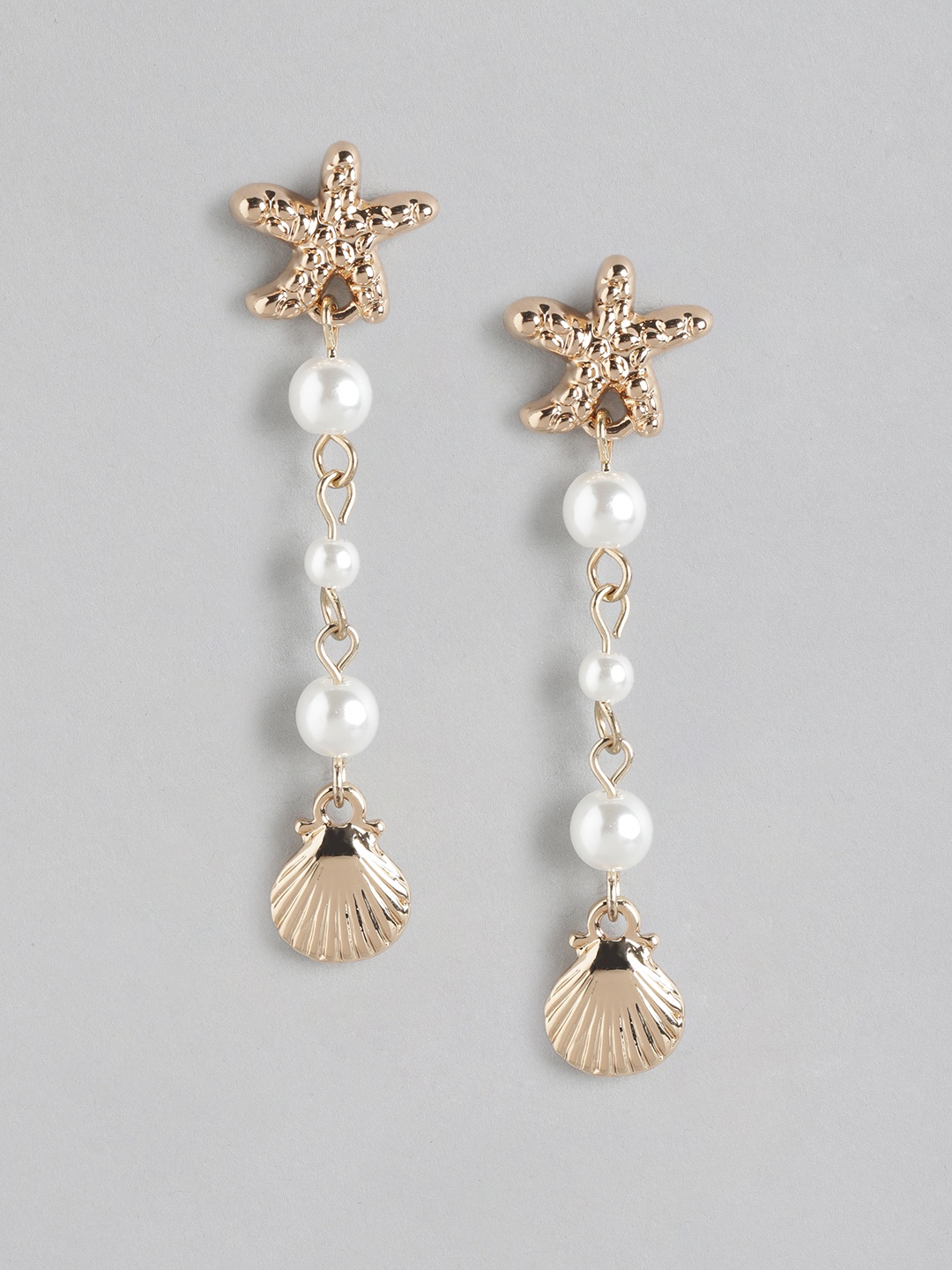 

Forever New Gold Plated Beaded Star Shaped Drop Earrings