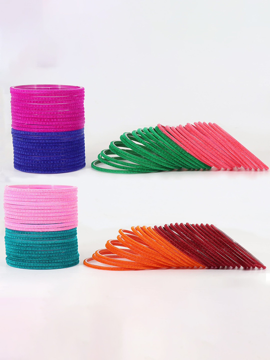 

ZULKA Set of 12 Stylish Glass Bangles with Zircon Gemstone | Stone Bangles |, Silver