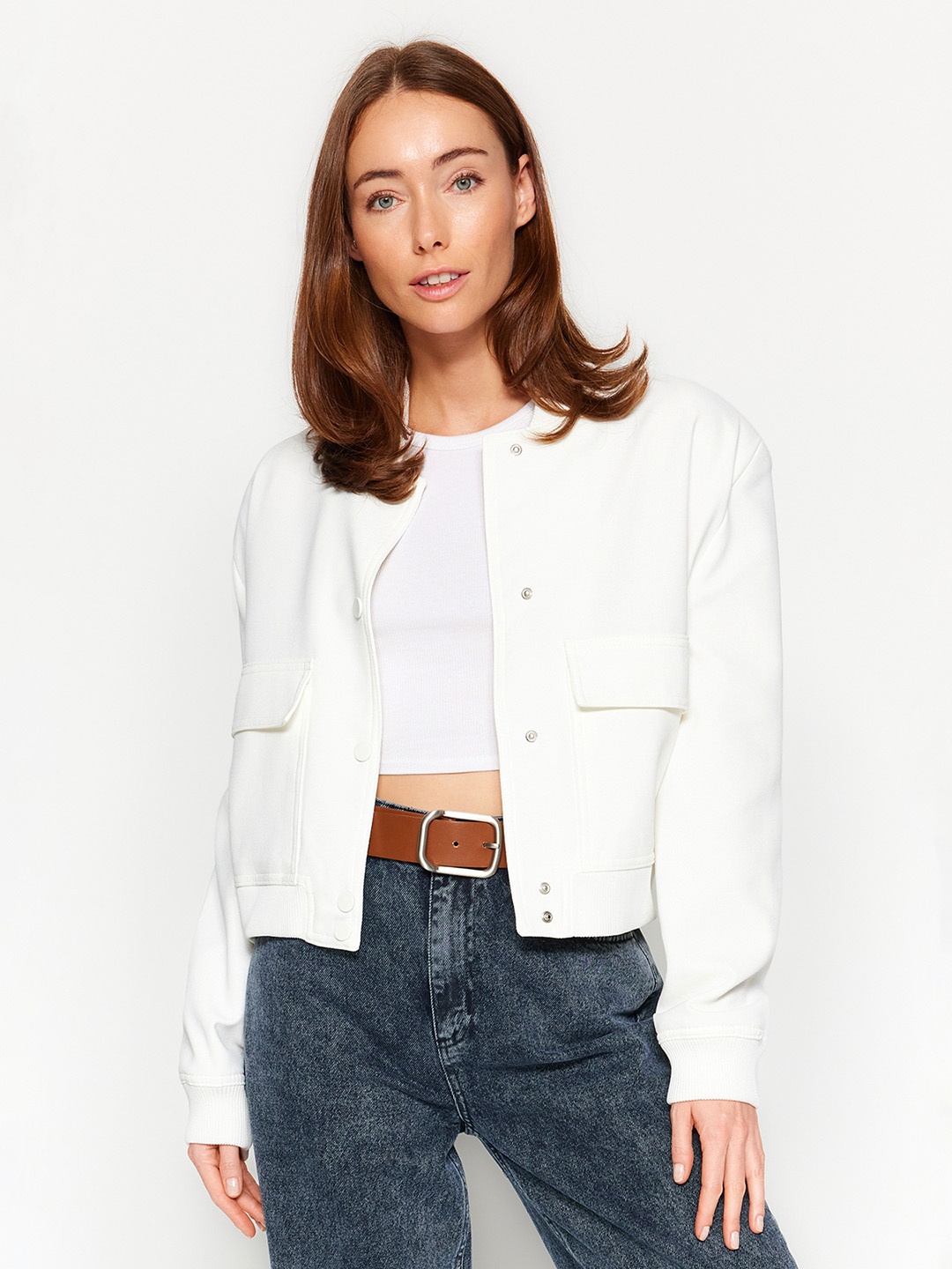 

Trendyol Collarless Long Sleeves Tailored Jacket, White