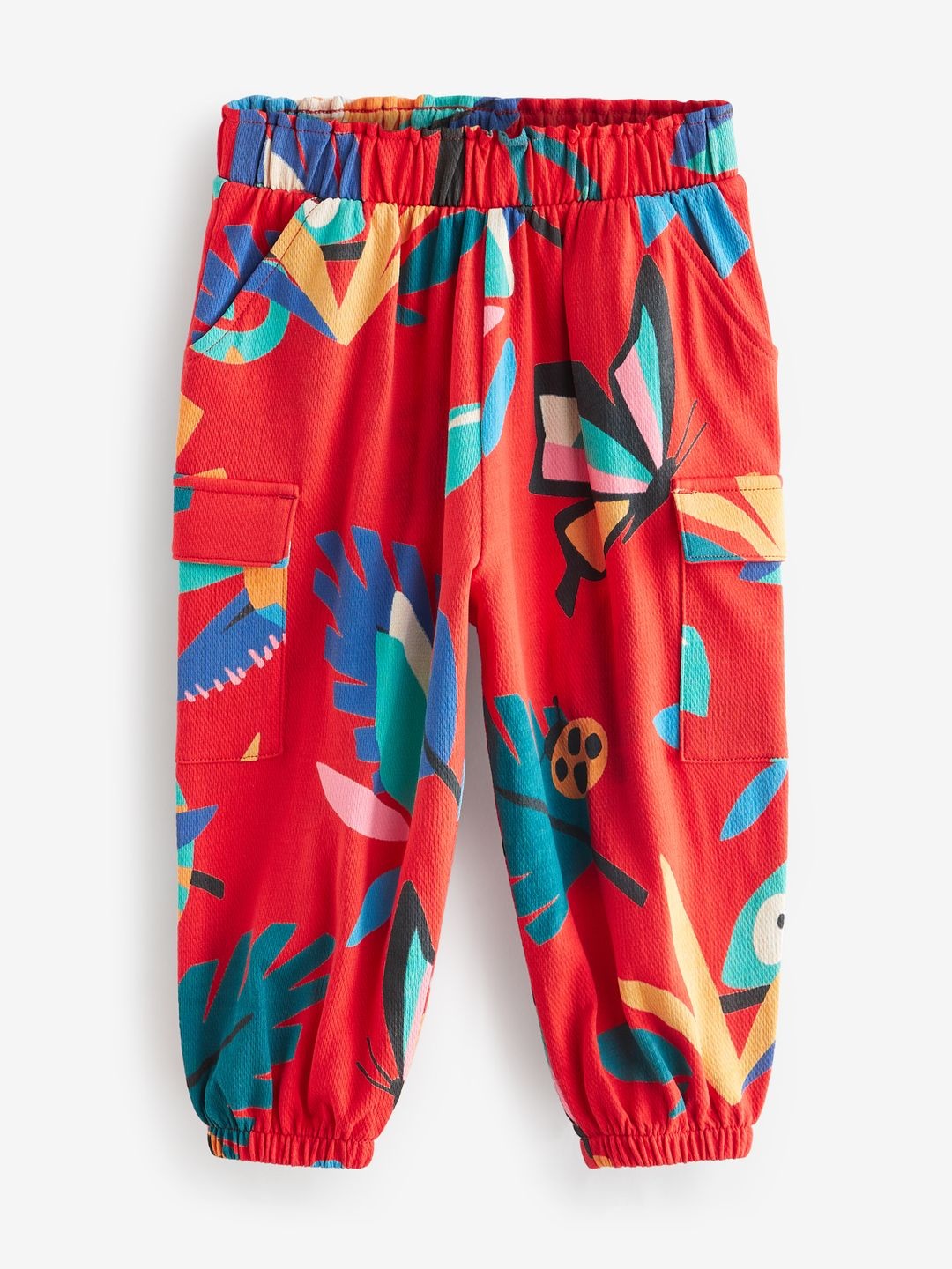 

NEXT Girls Printed Tropical Cargo Trousers, Red
